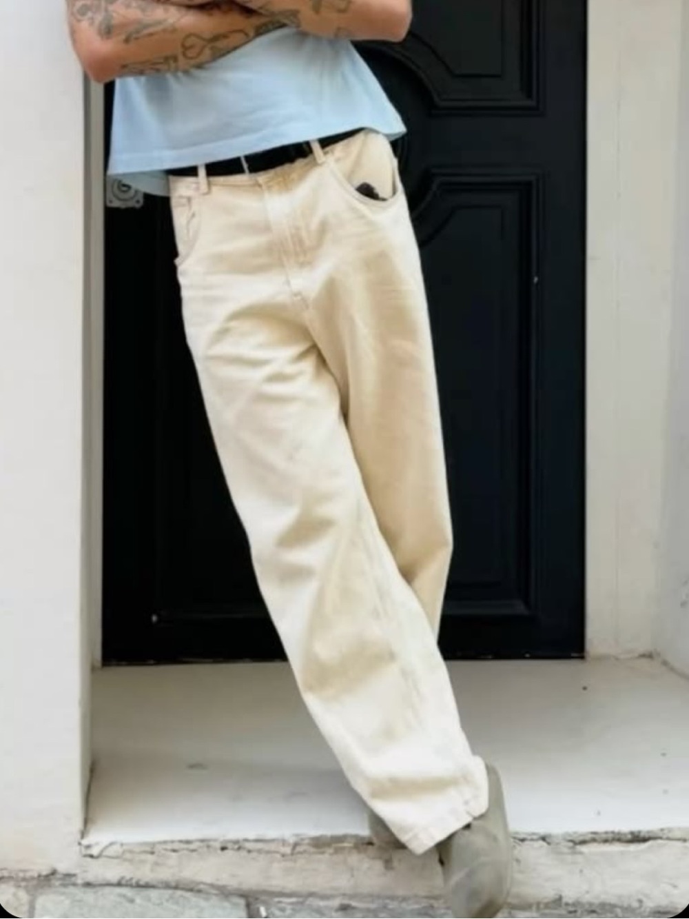 J.Crew Men's Cream Workwear Straight Leg Fit Garment-Dyed Carpenter Pants Jeans